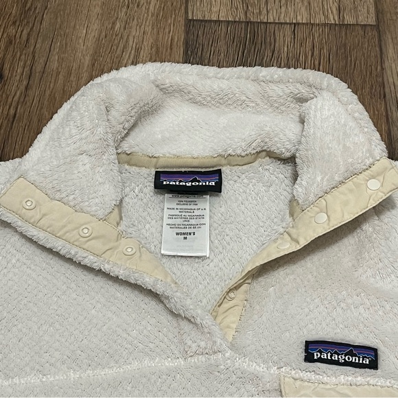 Patagonia Woman’s T Snap Button Fleece Size Medium White Polartec Preowned - Picture 6 of 11